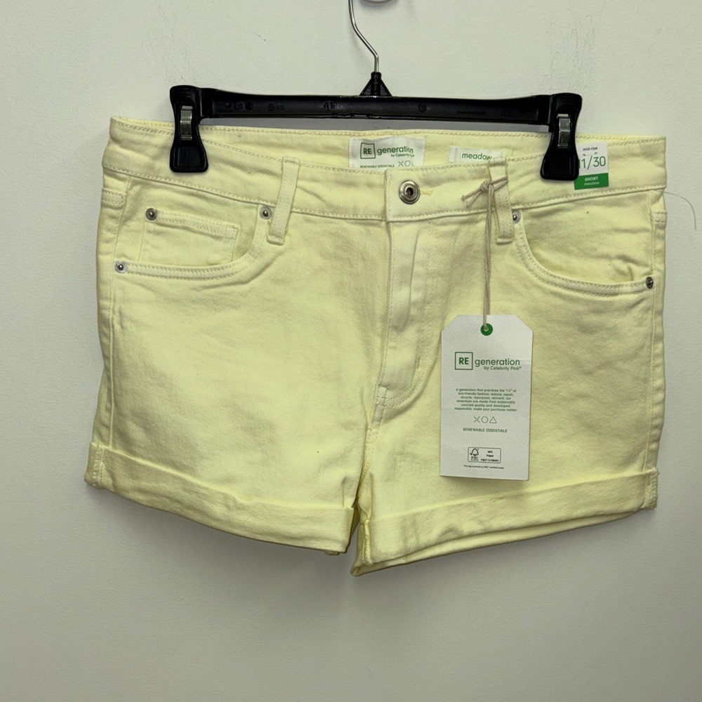 Re:generation Pale Yellow Denim Jean Shorts - Women's